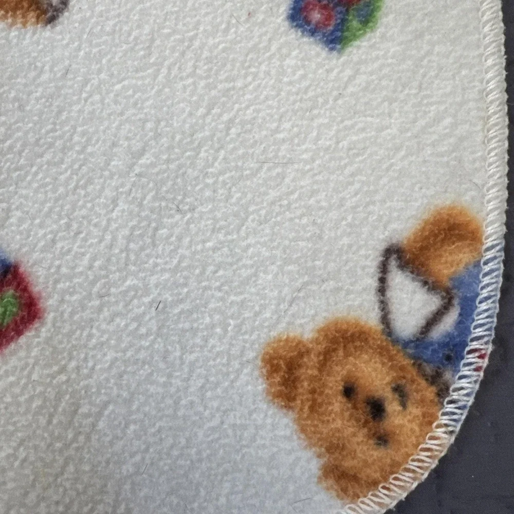 Cherokee‎ Baby Blue Jean Teddy Bear Fleece Baby Blanket Hearts Stars 31x40